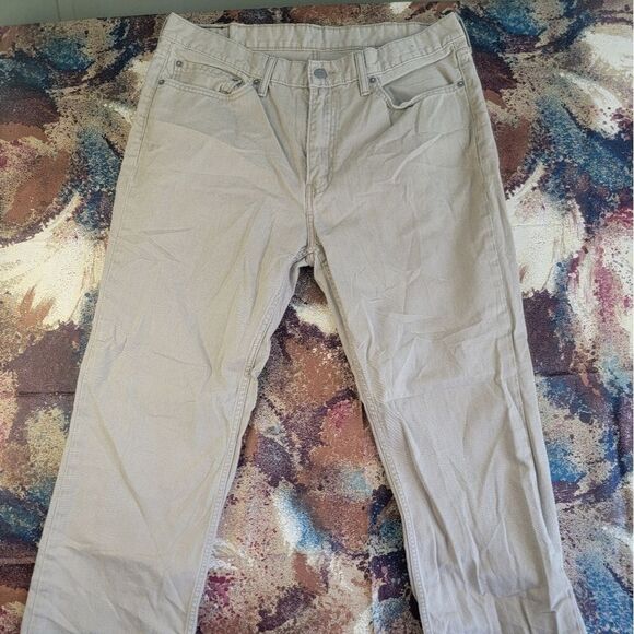 Levi's Other - Levi’s 514 Beige Jeans Men Size 38X30 Tan Khaki Straight Black Patch White Tab
